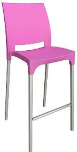 Бар стол с облегалка в розово